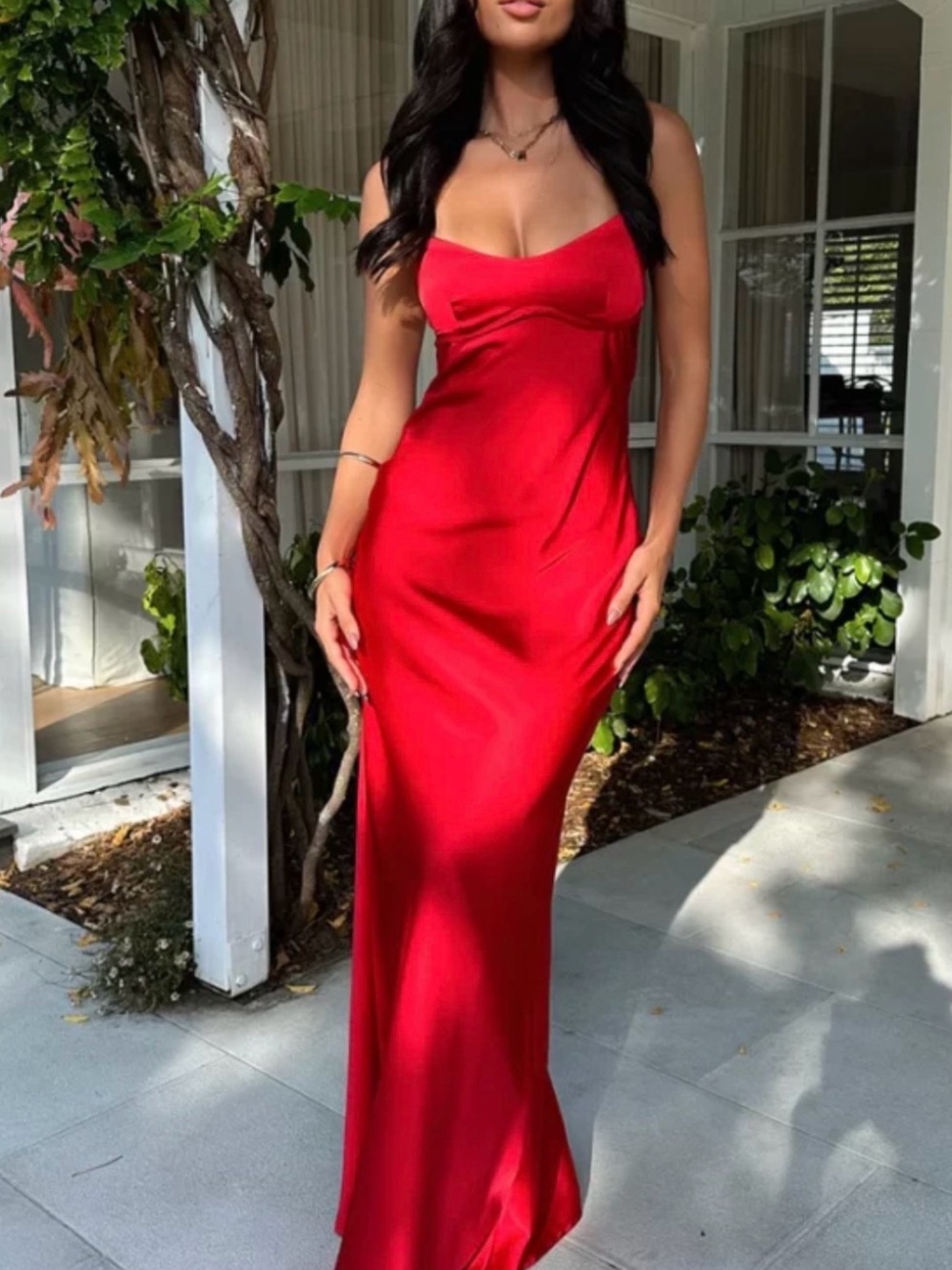 Red Satin Slip Maxi Dress - That’s So Fetch